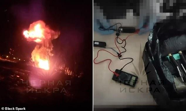 Inside the Russian resistance looking to bring down Putin: Exclusive footage shows pro-Ukraine 'Black Spark' rebels 'carrying out bomb attacks on strategic targets'