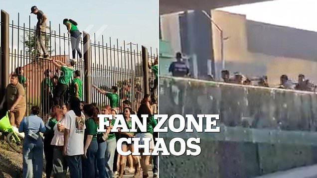 Mexican police use tear gas and pepper spray on gatecrashers in chaotic scene at World Cup fan fest