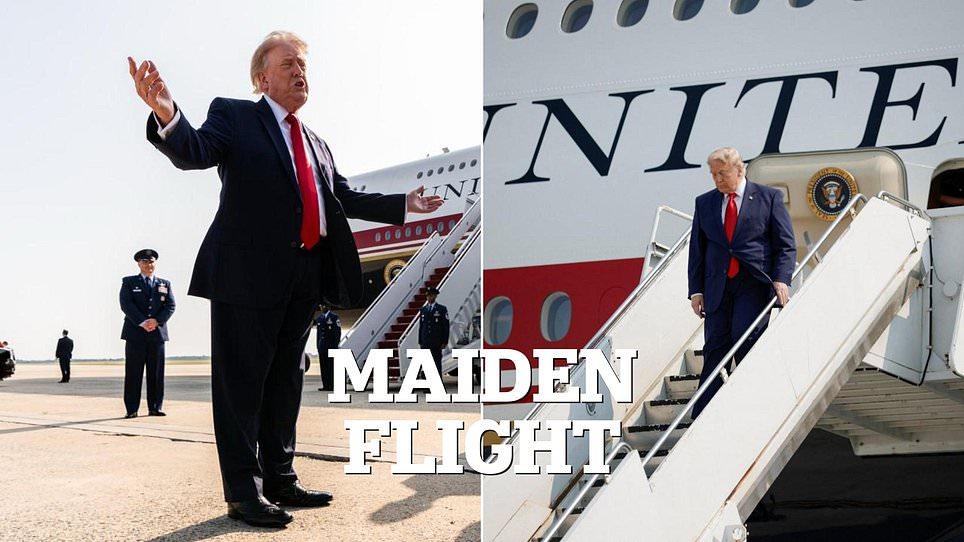 Trump takes maiden flight on Qatar's gold-trimmed jet as fury grows over 'gift' with security risks and strings attached