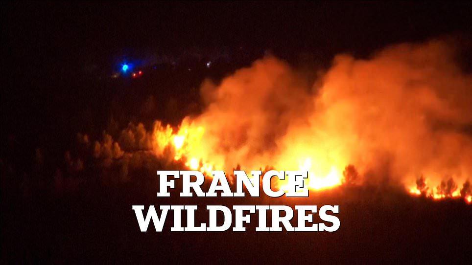 Thousands are evacuated as wildfires rip through France in wake of record-breaking heatwave... as country braces for more 44C temperatures