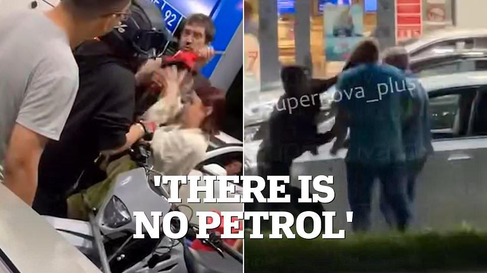 Fights break out at Russian fuel stations as Ukraine continues to hit Putin's oil refineries and state TV declares 'There is no petrol'