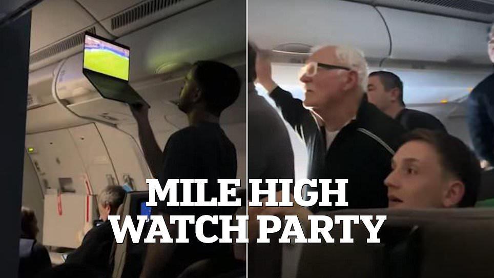 Incredible moment plane passenger holds up his laptop to live-stream Argentina's historic World Cup comeback to entire flight