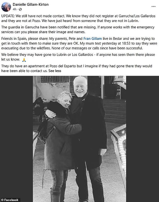 The British expats missing in Spain's devastating wildfires that have killed at least 12 people after cars were consumed by flames as they tried to escape
