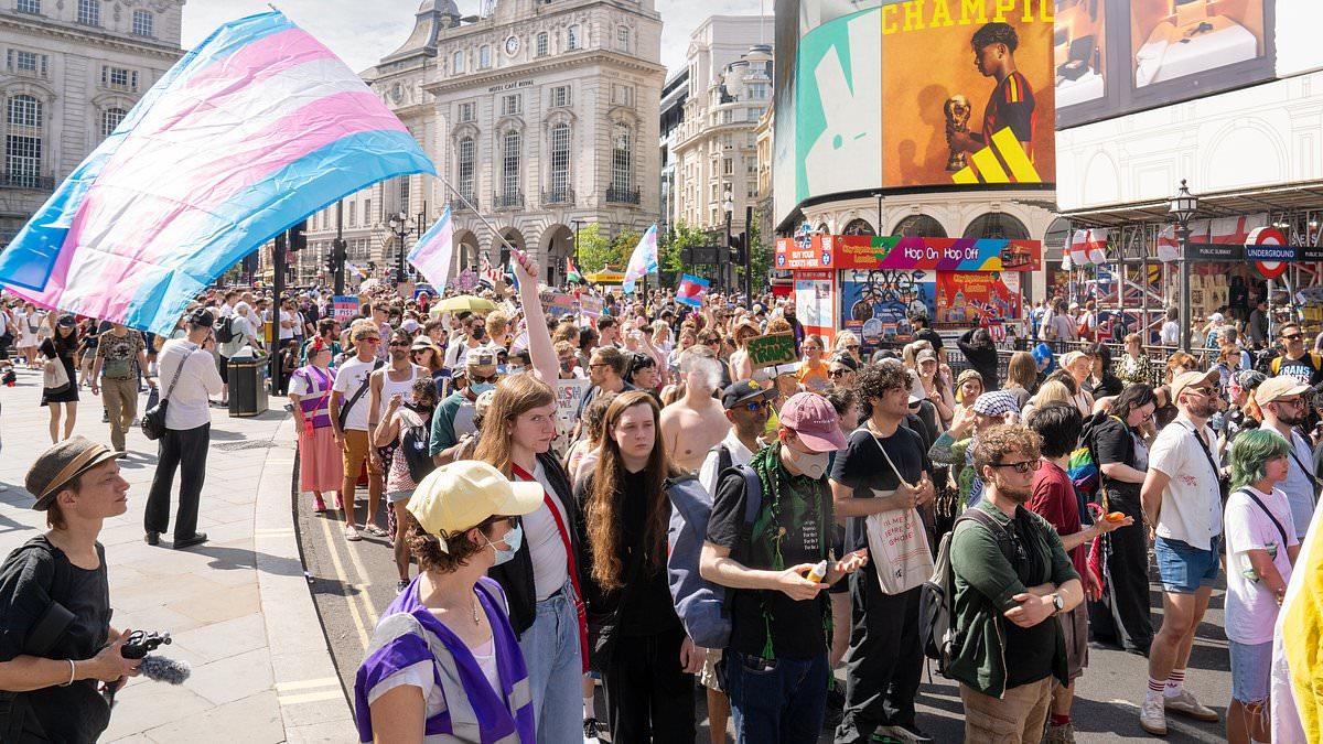 Estimated 150,000 pro-trans rights demonstrators march through London - calling on Andy Burnham to reject new guidance on single-sex spaces