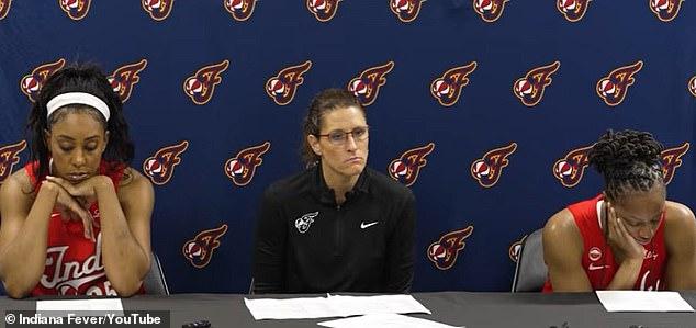 Excruciating moment Indiana Fever coach and players stopped from discussing Sophie Cunningham trans debate in WNBA press conference