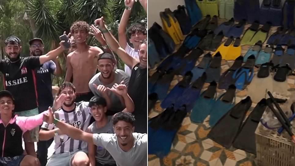 Is this the video that sparked the Ceuta migrant invasion? Group of 30 grinning Moroccans raise their thumbs after making illegal crossing days before 60,000 flooded into the Spanish enclave