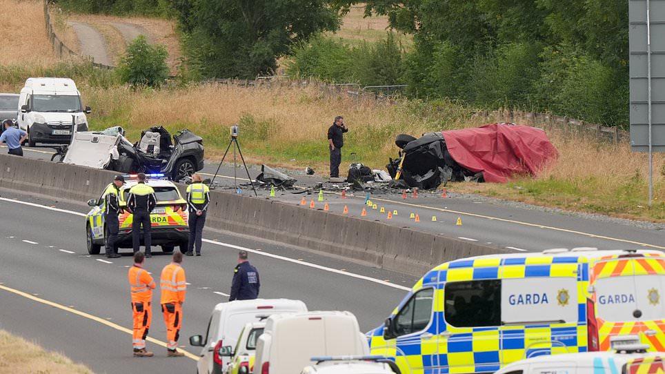 Pictured: Five youths killed in wrong-way motorway crash that left family headed to airport seriously injured