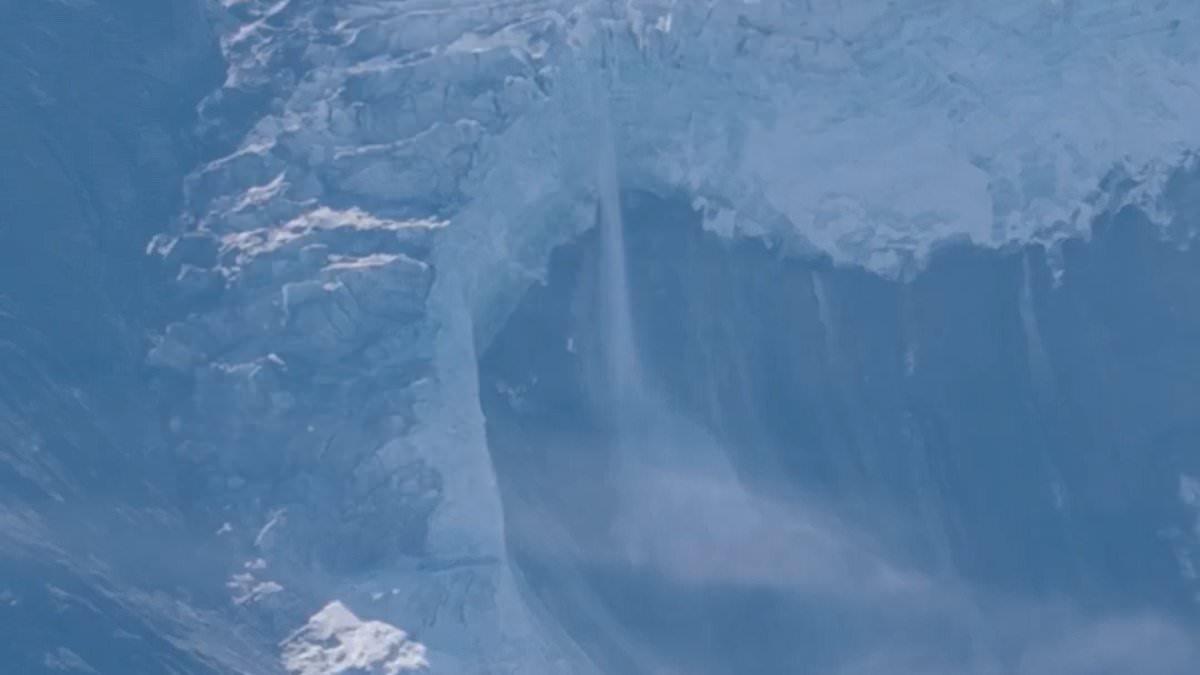 New video reveals the moment hikers witnessed collapse of giant glacier in the Himalayas - triggering the Nepal and Tibet flash floods and mudslides