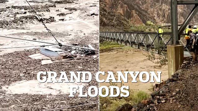 One hiker found dead and at least 14 others missing as desperate search continues after flash floods rip through Grand Canyon in Arizona