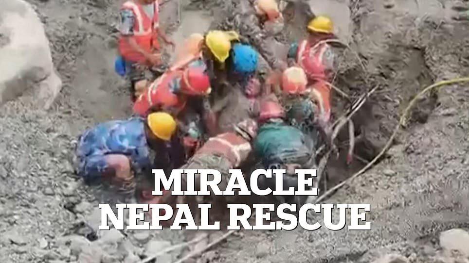 Two men rescued from Nepal tunnel nine days after flood as more voices heard inside hydropower plant