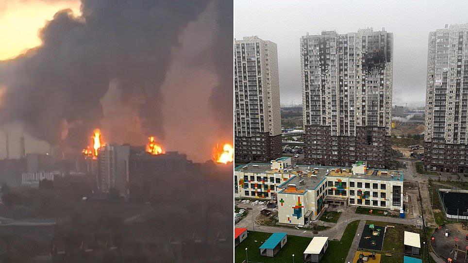 Huge fires rage in Moscow as Ukraine strikes Russian capital's biggest oil refinery in massive drone attack on the last day of election