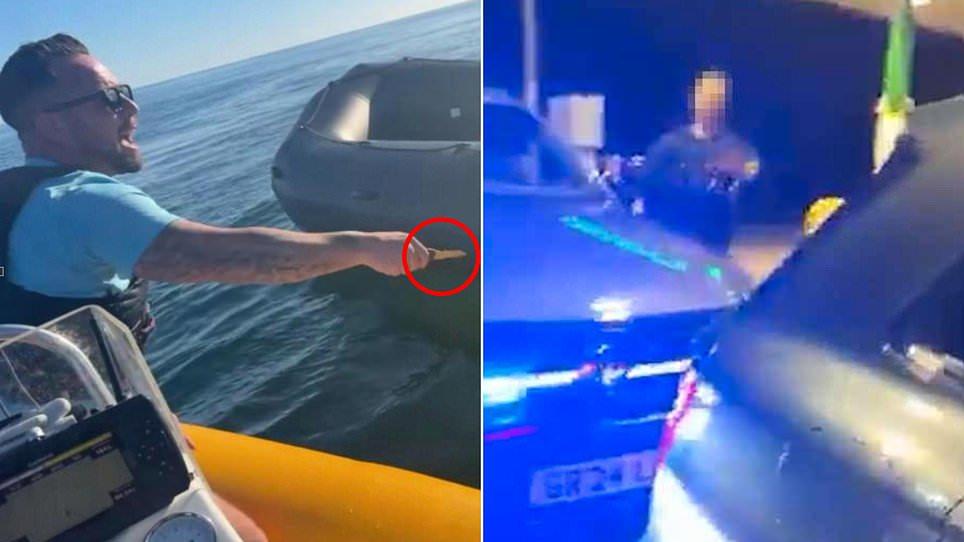Anti-migrant activist 'Danny Tommo' dabs his eyes with tissue as he's refused bail after pleading not guilty to charge of criminal damage for 'slashing dinghy in Channel'