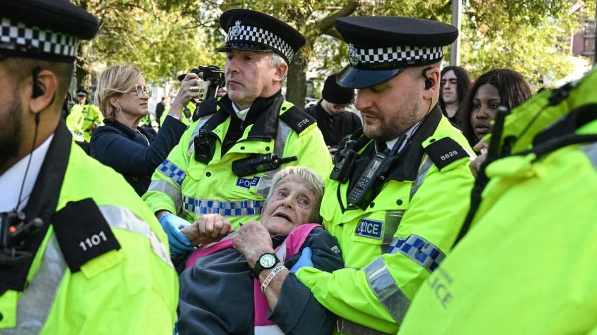Human rights barrister, 94, among Palestine Action protesters arrested outside Labour conference in Liverpool