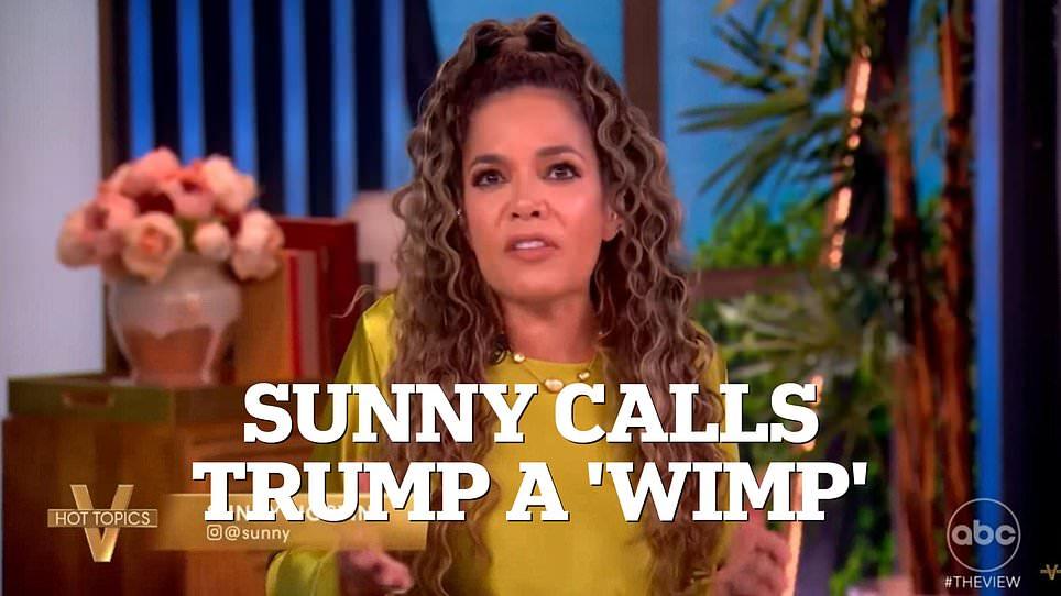 Sunny Hostin slams Trump as 'a wimp' as the View reacts to Pete Hegseth proclaiming 'No fatties, no tr***nies, no beardos, no weirdos, no wimps, no radicals' in the military