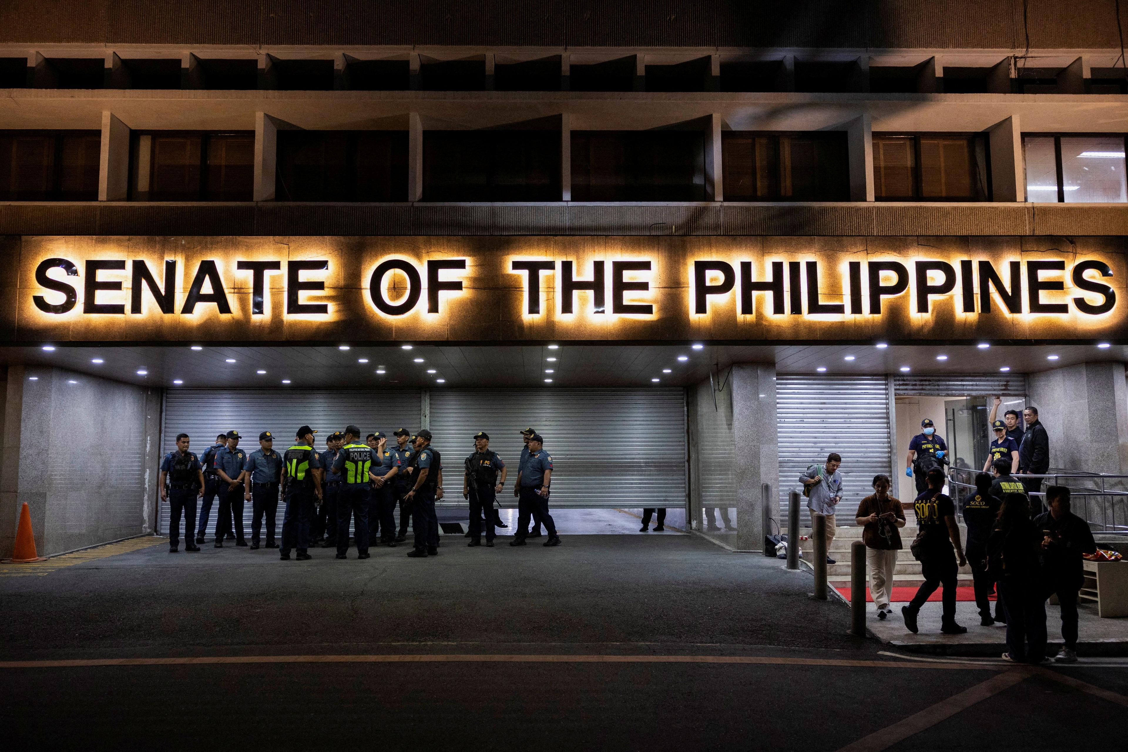 Gunfire erupts at Philippine Senate as authorities look for prosecuted senator