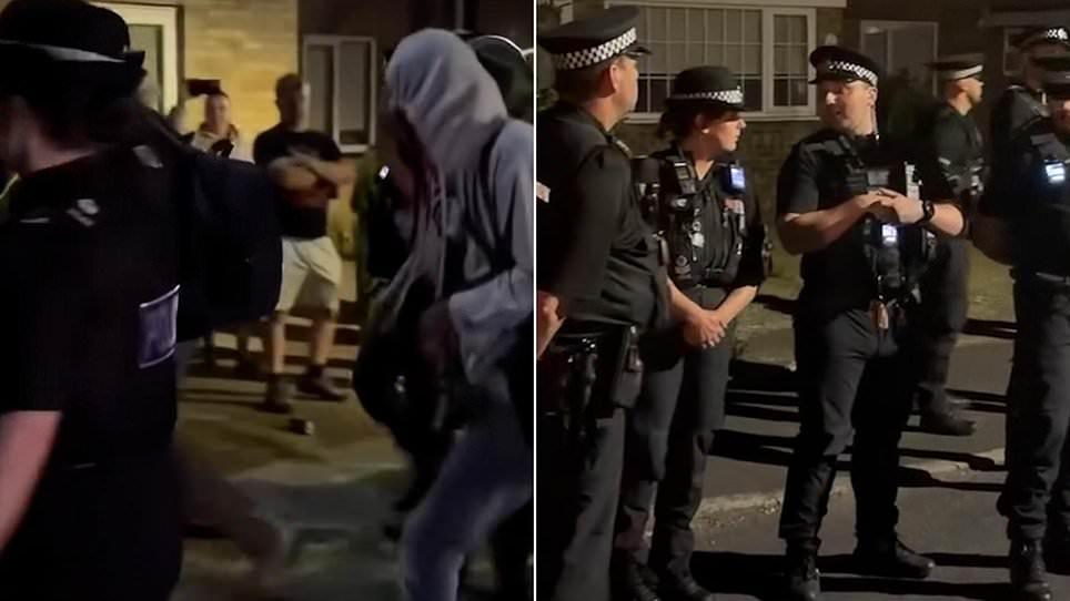 Historic market town plunged into two nights of violence as angry protesters storm three properties 'housing asylum seekers'