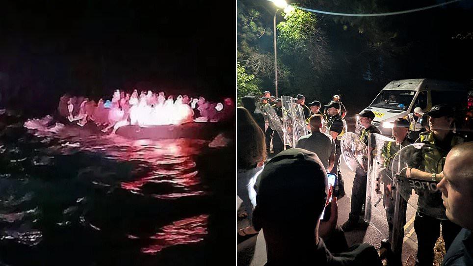 Five French rescue boats and two helicopters helped 140 migrant mega-dinghy make 70-mile trip to Britain from Normandy - amid fears boats will now start landing across south coast
