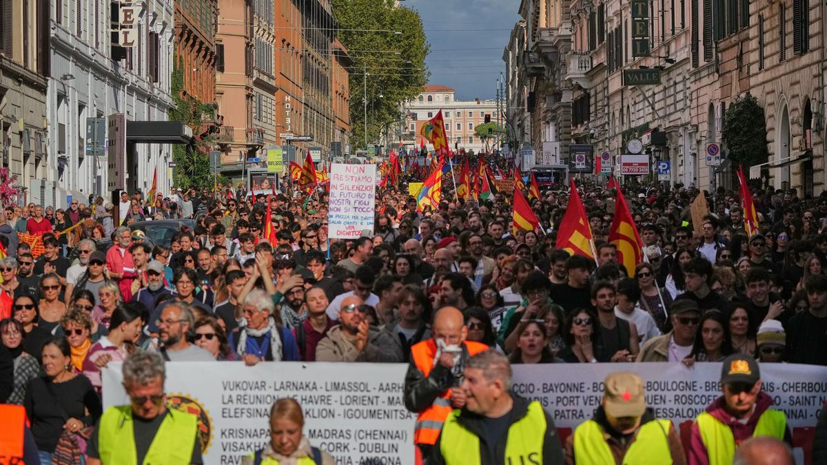 Thousands of students, workers protest in Italy under heavy security
